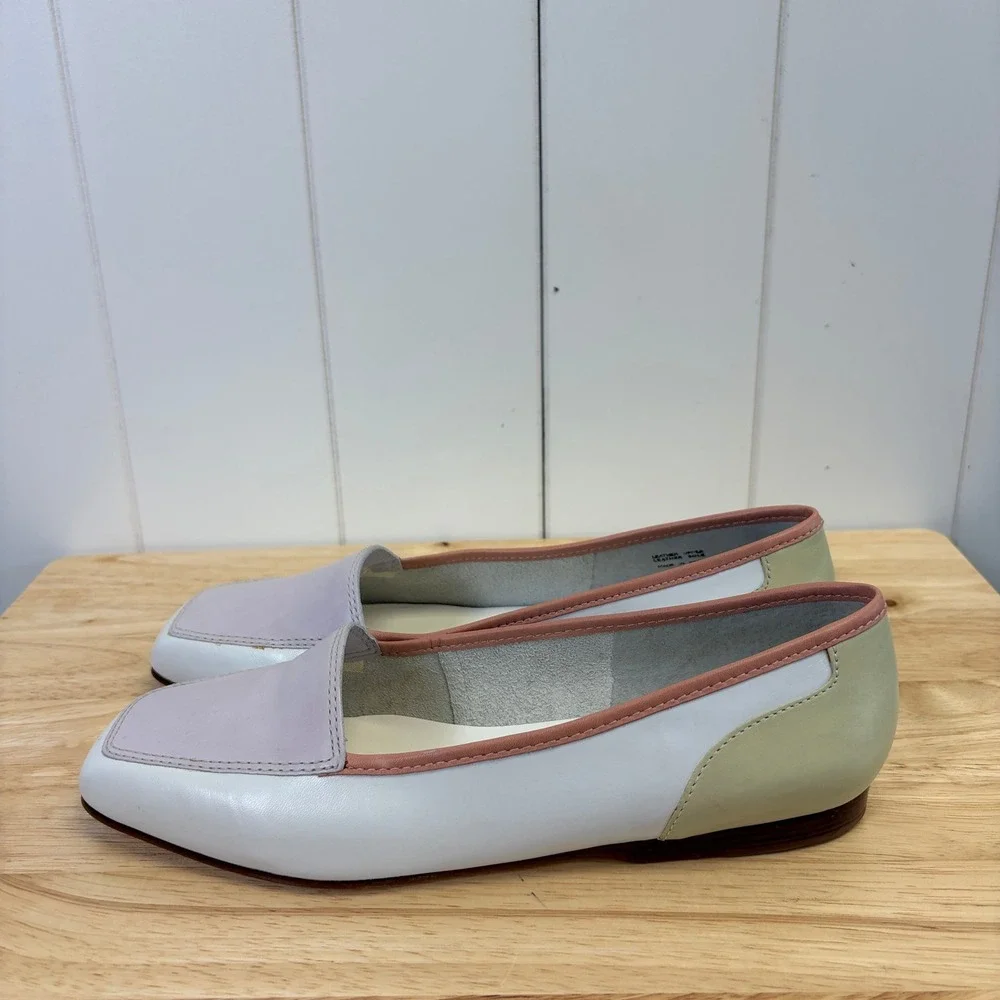 Enzo Angiolini Liberty Quiet Luxury Leather Loafer Women Size 9.5M Pastel Preppy